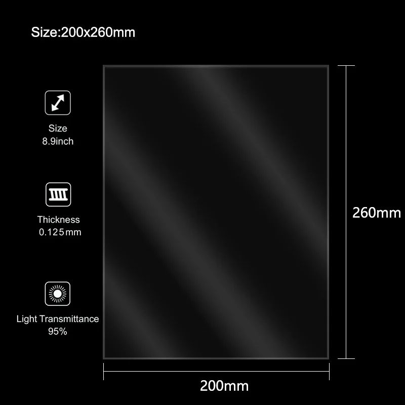 Выпущенная пленка nFEP 260*380 мм, 200*280 мм, 200*140 мм, 0,15 мм для фотонного фотона из искусственной УФ смолы, фотонного 3D принтера D8 Mono X UV SLA
Выпущенная пленка nFEP 260*380 мм, 200*280 мм, 200*140 мм, 0,15 мм для фотонного фотона из искусственной УФ смолы, фотонного 3D принтера D8 Mono X UV SLA