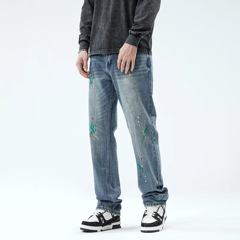 American high street tide brand gangster handsome splash ink wide-leg jeans men's straight loose drape trend personality trouser
American high street tide brand gangster handsome splash ink wide-leg jeans men's straight loose drape trend personality trouser