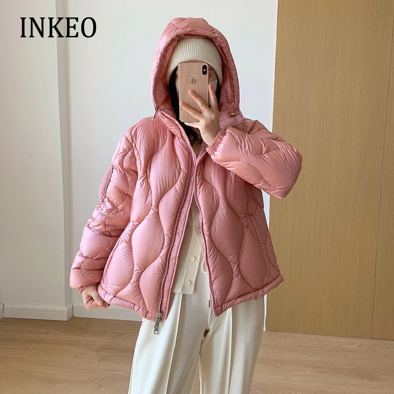 Winter Pink 90% white duck down coat Women Elegant Hooded puffer jacket Luxury Ladies Knit pockets parkas 2023 Warm INKEO 2O328
Winter Pink 90% white duck down coat Women Elegant Hooded puffer jacket Luxury Ladies Knit pockets parkas 2023 Warm INKEO 2O328