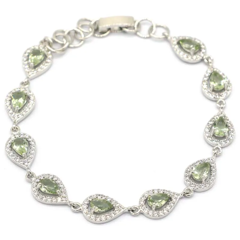 16x8mm SheCrown Pink Morganite Emerald Tanzanite Iolite Green Amethyst CZ Women Silver Plated Bracelet 6.-7inch
16x8mm SheCrown Pink Morganite Emerald Tanzanite Iolite Green Amethyst CZ Women Silver Plated Bracelet 6.-7inch