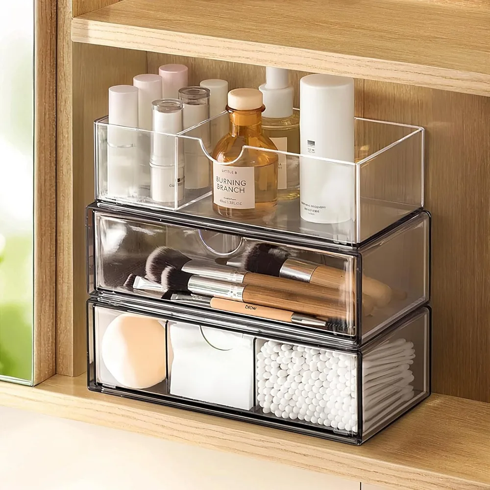 3-Pack Stackable Clear Plastic Medicine Cabinet Organizer with Drawers & Removable Dividers for Bathroom Countertop
3-Pack Stackable Clear Plastic Medicine Cabinet Organizer with Drawers & Removable Dividers for Bathroom Countertop