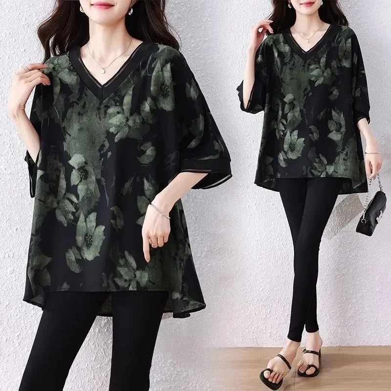 Women Floral Print V Neck Loose Blouse Short Sleeve Casual Chiffon Top Summer Lightweight Shirt
Women Floral Print V Neck Loose Blouse Short Sleeve Casual Chiffon Top Summer Lightweight Shirt