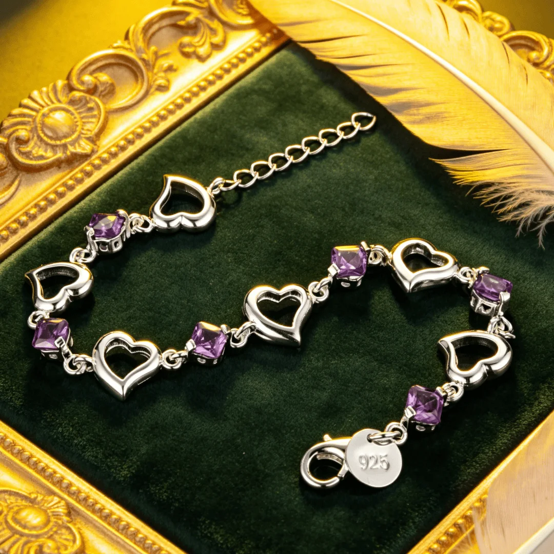 Noble 925 Sterling Silver Lucky Heart Purple Crystal Zircon Bracelet For Woman Party wedding fashion Jewelry Birthday gift
Noble 925 Sterling Silver Lucky Heart Purple Crystal Zircon Bracelet For Woman Party wedding fashion Jewelry Birthday gift