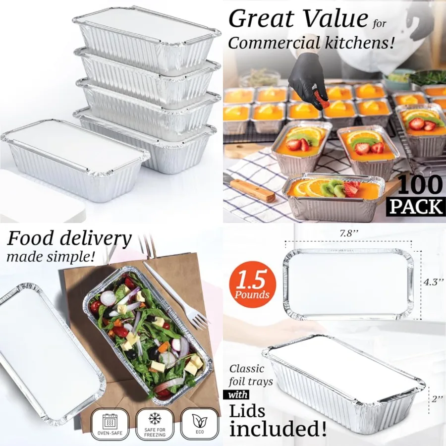Aluminum Loaf Pans with Lids, Disposable Bread Tins for Baking, Lunch Containers, Single Serve Baking Dishes - Foil Loaf Pans,
Aluminum Loaf Pans with Lids, Disposable Bread Tins for Baking, Lunch Containers, Single Serve Baking Dishes - Foil Loaf Pans,