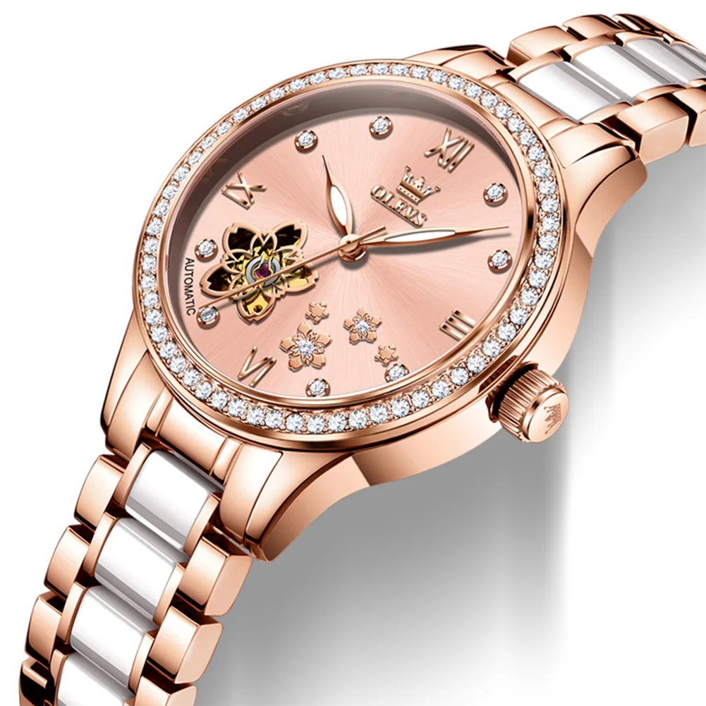 OLEVS оригинальные новые женские автоматические механические классические часы с розовым циферблатом, женские наручные часы для девочек, элегантные керамические женские часы
OLEVS оригинальные новые женские автоматические механические классические часы с розовым циферблатом, женские наручные часы для девочек, элегантные керамические женские часы
