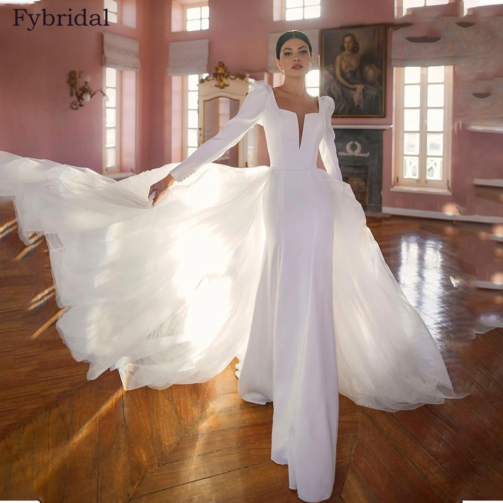 Elegant Mermaid Wedding Dress 2023 V Neck Long Sleeve With Removable Train Tulle Bride Dress Robe De Mariee Vestidos De Novia
Elegant Mermaid Wedding Dress 2023 V Neck Long Sleeve With Removable Train Tulle Bride Dress Robe De Mariee Vestidos De Novia