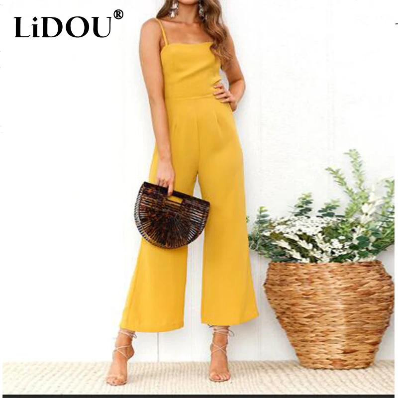 Summer Fashion Casual Spaghetti Strap Jumpsuit Women Sexy Backless Solid Jumpsuits Ladies Sleeveless Straight Rompers Overalls
Summer Fashion Casual Spaghetti Strap Jumpsuit Women Sexy Backless Solid Jumpsuits Ladies Sleeveless Straight Rompers Overalls