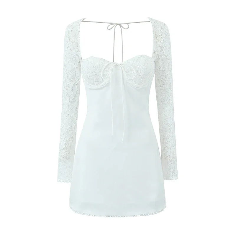 New Women Fashion Hot Sweet Lace Long Sleeve Mini Dress French Square Collar Sexy Slim Backless Short Dresses
New Women Fashion Hot Sweet Lace Long Sleeve Mini Dress French Square Collar Sexy Slim Backless Short Dresses