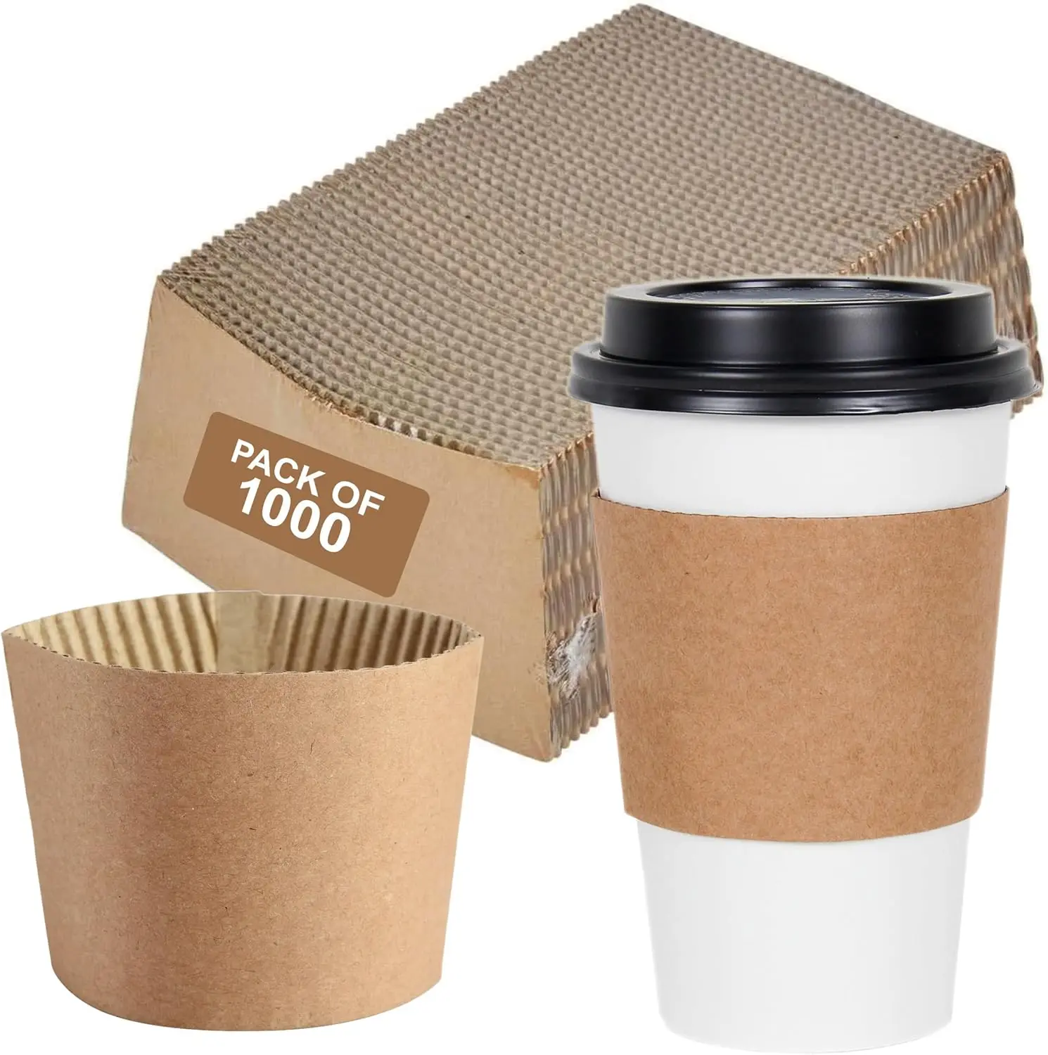 Coffee Sleeves for 10-20oz Cups, 1000 Pack Natural Kraft Brown, Eco-Friendly Corrugated Paper
Coffee Sleeves for 10-20oz Cups, 1000 Pack Natural Kraft Brown, Eco-Friendly Corrugated Paper