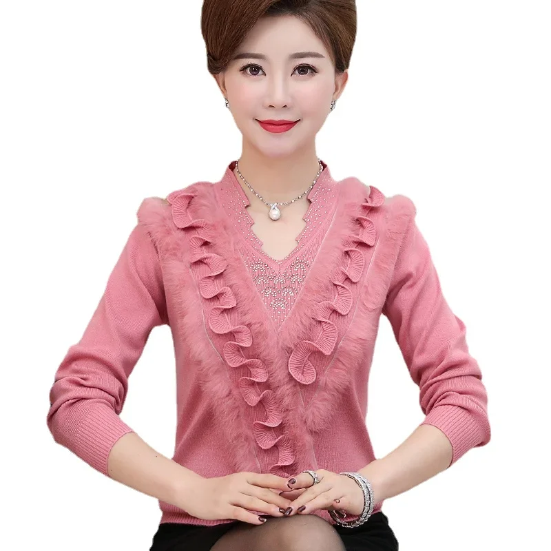 2023 Cashmere Women sweater female woolen Rabbit fur embroidering diamond - studded Christmas fur sweater Old mother's pullover
2023 Cashmere Women sweater female woolen Rabbit fur embroidering diamond - studded Christmas fur sweater Old mother's pullover