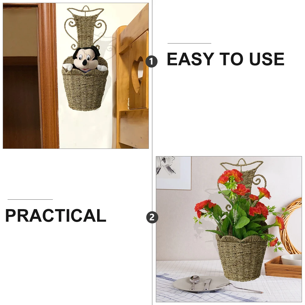 1pc Wall Storage Basket Hanging Flower Woven Baskets Iron Straw Dry Organizer Decorative Handmade Durability Breathing Anti
1pc Wall Storage Basket Hanging Flower Woven Baskets Iron Straw Dry Organizer Decorative Handmade Durability Breathing Anti