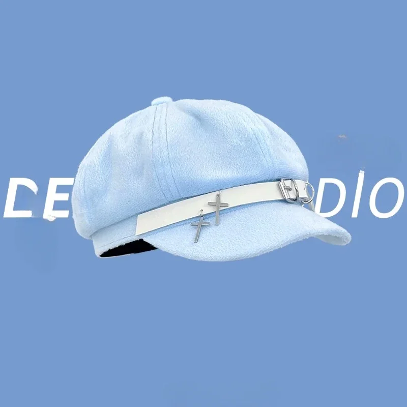 Japanese Autumn and Winter Y2k Punk Painter Hat Men's and Women's Leather Buckle Pendant Versatile Octagonal Newspaper Cap
Japanese Autumn and Winter Y2k Punk Painter Hat Men's and Women's Leather Buckle Pendant Versatile Octagonal Newspaper Cap