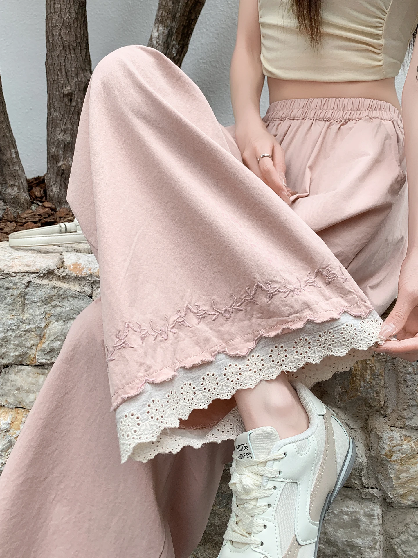 Bohemian Lace Trim Washed Cotton Wide Leg Pants Women's Small Size Summer Thin Pink Nine Points Straight Tube Yamamoto Pants
Bohemian Lace Trim Washed Cotton Wide Leg Pants Women's Small Size Summer Thin Pink Nine Points Straight Tube Yamamoto Pants