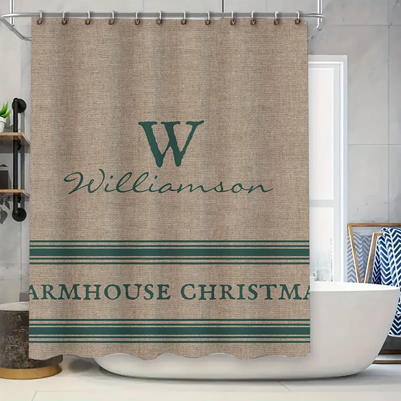 Farmhouse Christmas Personalized Shower Curtain Luxury Customizable Linen Decorative Bath Mat Set for Home Decoration in Green B
Farmhouse Christmas Personalized Shower Curtain Luxury Customizable Linen Decorative Bath Mat Set for Home Decoration in Green B