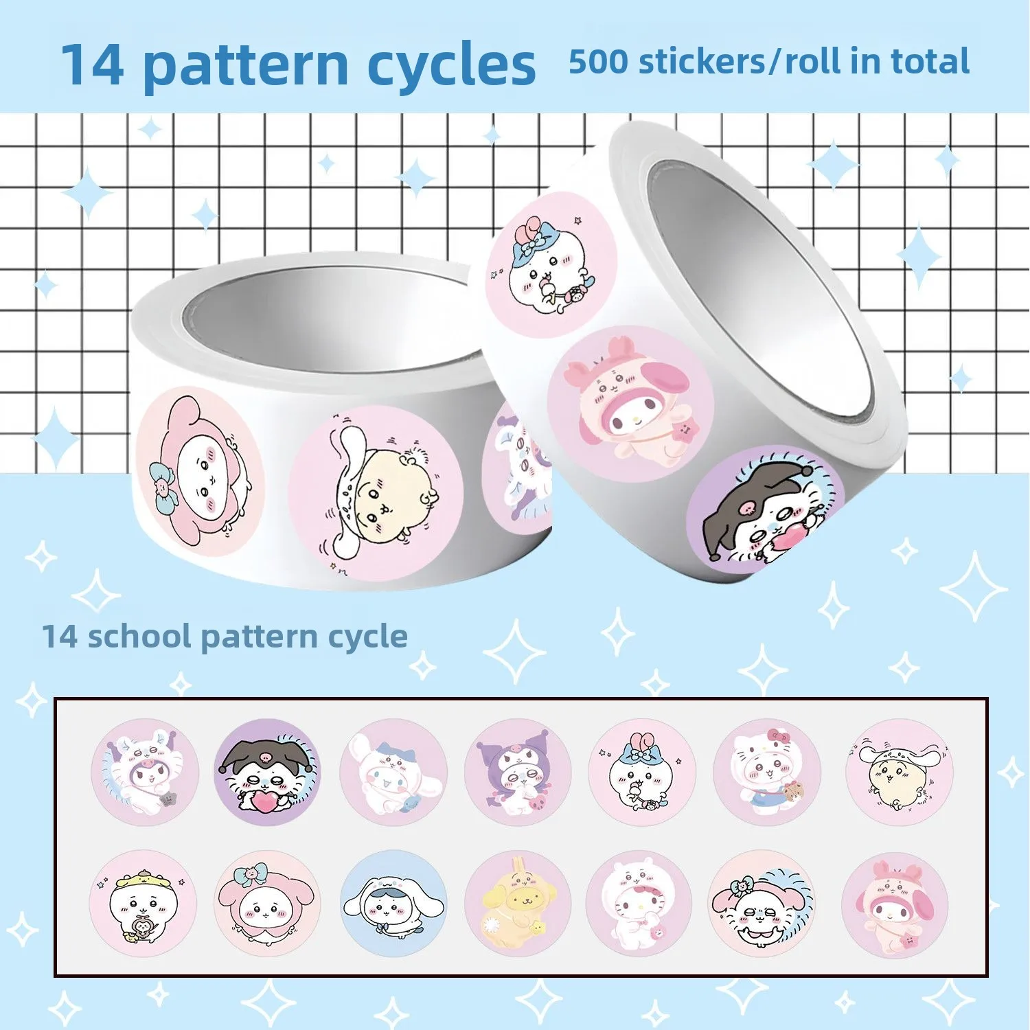 jiyi Stickers Roll 500 Pcs Kawaii Anime Character Round Label DIY Journal Notebook Decor Baking Seal Gift Stationery New
jiyi Stickers Roll 500 Pcs Kawaii Anime Character Round Label DIY Journal Notebook Decor Baking Seal Gift Stationery New