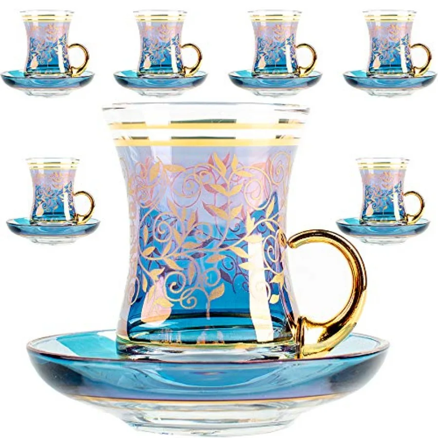 Vintage Turkish Tea Glasses Cups and Saucers Set of 6 Handle Drinkware Drink Bar Fancy Teapots Serving Glassware Drinking Kitch
Vintage Turkish Tea Glasses Cups and Saucers Set of 6 Handle Drinkware Drink Bar Fancy Teapots Serving Glassware Drinking Kitch