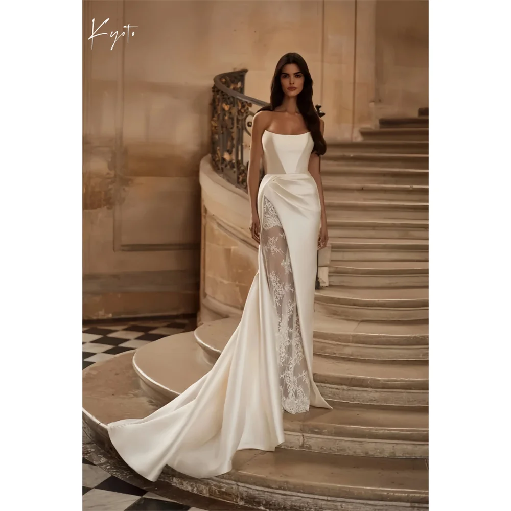 Kyoto Customized Sheath Lace Appliques Strapless Wedding Dresses Detachable Sleeves vestidos de novia Court Train Evening Dress
Kyoto Customized Sheath Lace Appliques Strapless Wedding Dresses Detachable Sleeves vestidos de novia Court Train Evening Dress