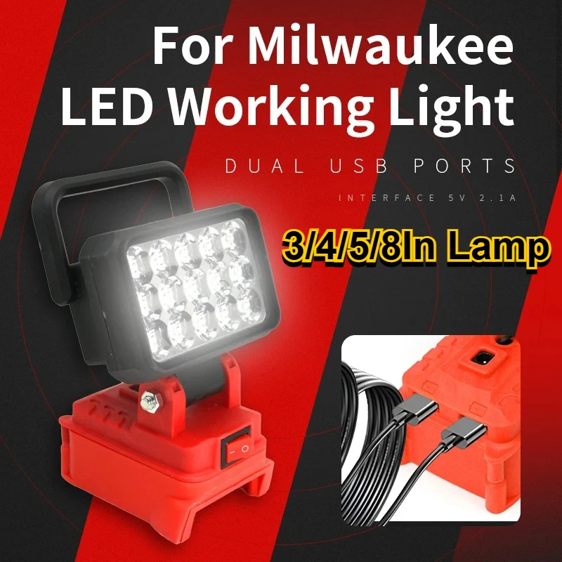 Светодиодный фонарь, совместимый с аккумуляторами Milwaukee M18, портативный прожектор, беспроводной, для работы на улице, рыбалки, ручной, аварийный, без аккумулятора
Светодиодный фонарь, совместимый с аккумуляторами Milwaukee M18, портативный прожектор, беспроводной, для работы на улице, рыбалки, ручной, аварийный, без аккумулятора