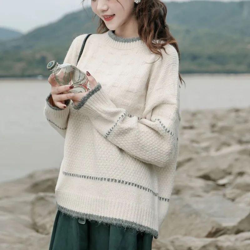 Women's Round Neck Vintage Patchwork Sweater Loose 2023 Autumn and Winter New Fashion Long Sleeve Crochet Pullover Knit Tops
Women's Round Neck Vintage Patchwork Sweater Loose 2023 Autumn and Winter New Fashion Long Sleeve Crochet Pullover Knit Tops