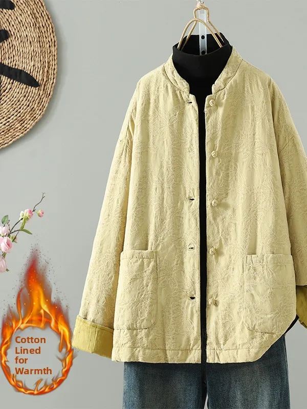 High-End Women's Winter Cotton Jaet Casual Cotton Linen Fill Stand Collar Retro Zen Sle Thiened Long Sve Coat
High-End Women's Winter Cotton Jaet Casual Cotton Linen Fill Stand Collar Retro Zen Sle Thiened Long Sve Coat