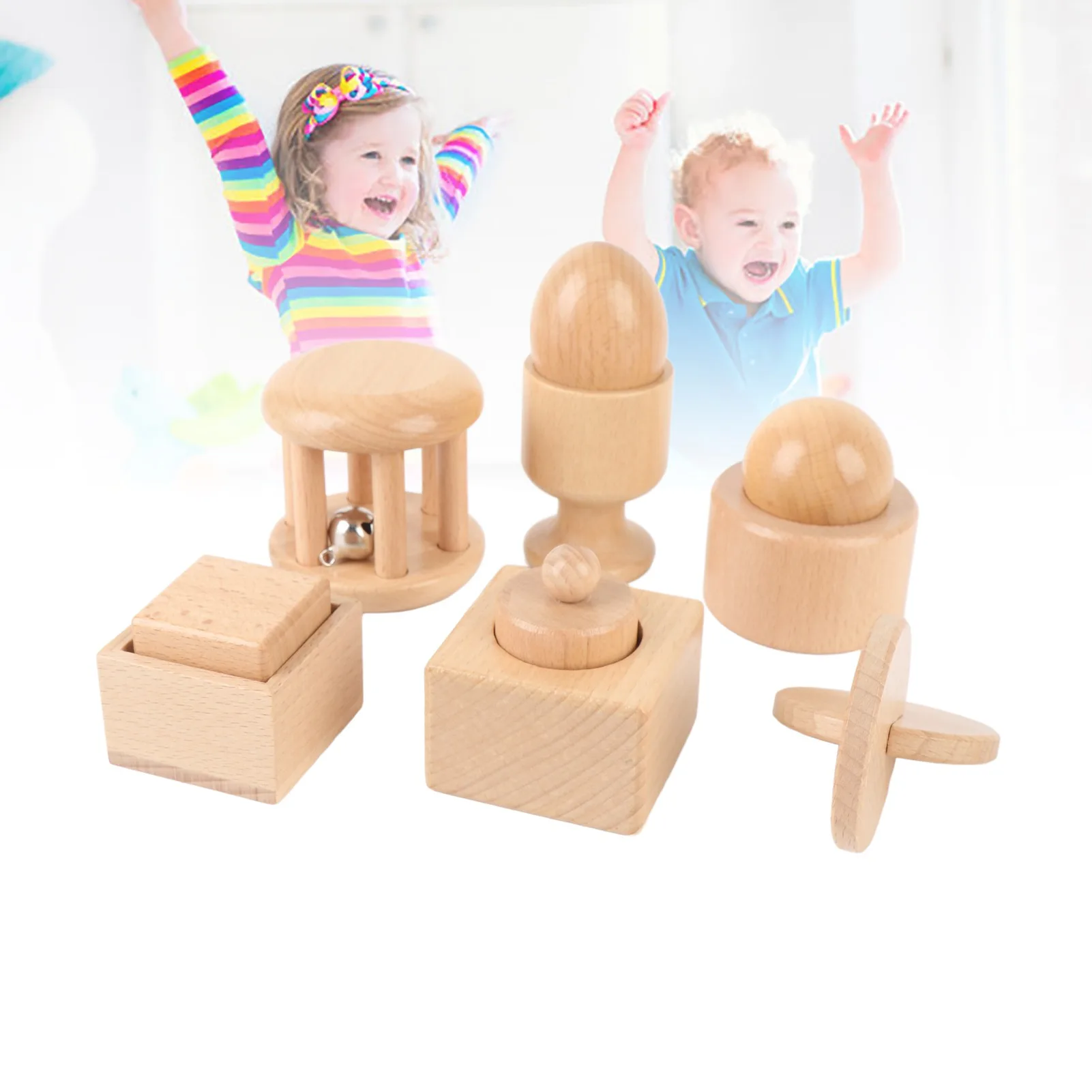 1 Set Wood Newborn Rattle Toys Wooden Baby Hand Rattle Set Fine Motor Toys Baby Shape Matching Cognitive Toys for Children
1 Set Wood Newborn Rattle Toys Wooden Baby Hand Rattle Set Fine Motor Toys Baby Shape Matching Cognitive Toys for Children