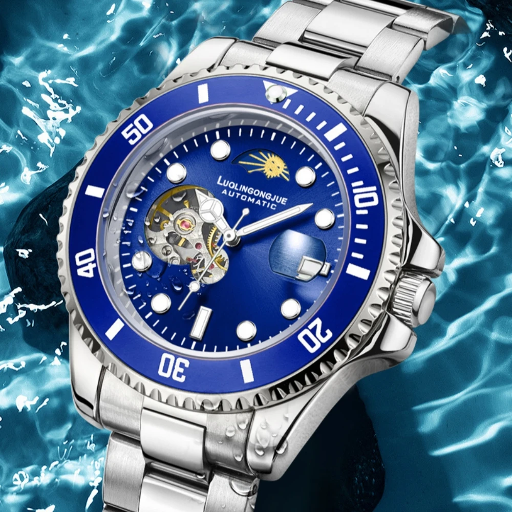 Полые мужские полностью автоматические механические часы с функцией фазы Луны, классические простые мужские часы, водонепроницаемые спортивные часы
Полые мужские полностью автоматические механические часы с функцией фазы Луны, классические простые мужские часы, водонепроницаемые спортивные часы