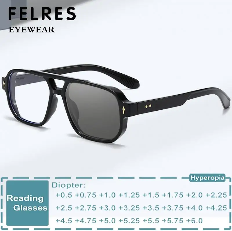Vintage Double Bridges Square Photochromic Gray Reading Glasses Men Women Clear Lens Presbyopic Eyewear Color Changing Readers
Vintage Double Bridges Square Photochromic Gray Reading Glasses Men Women Clear Lens Presbyopic Eyewear Color Changing Readers