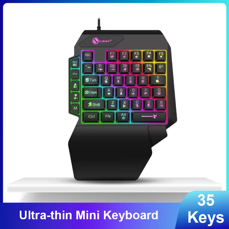 35 Keys One Handed Mini Gaming Keyboard USB Wired Backlight Ultra Slim for Laptop Desktop PC Smartphone
35 Keys One Handed Mini Gaming Keyboard USB Wired Backlight Ultra Slim for Laptop Desktop PC Smartphone