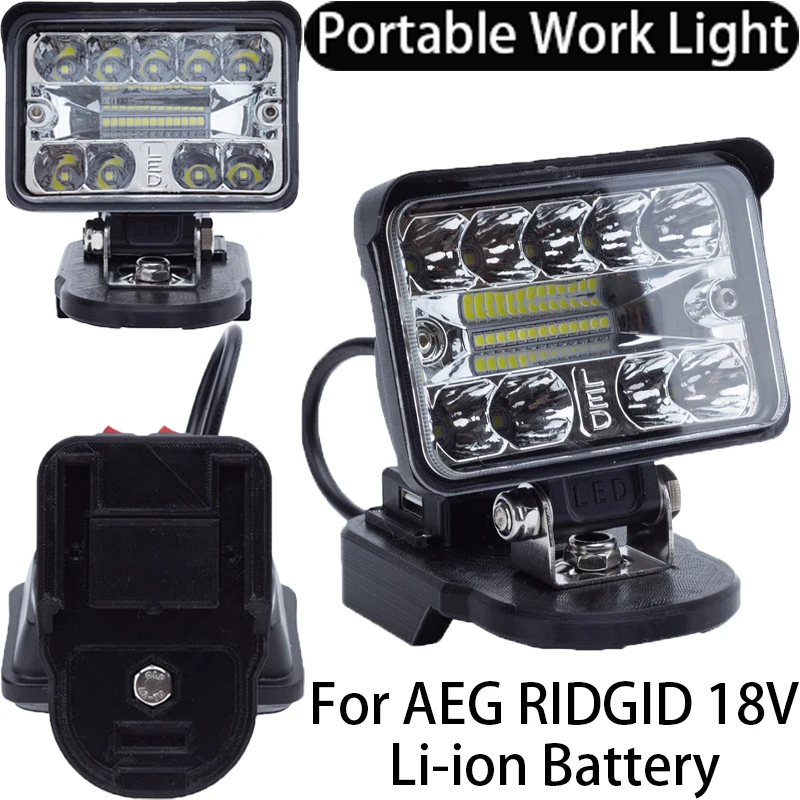 Portable Work Light for AEG RIDGID 18V Li-ion Battery with USB Fast Charging Cordless LED Work Home Camping Outdoor Travel Light
Portable Work Light for AEG RIDGID 18V Li-ion Battery with USB Fast Charging Cordless LED Work Home Camping Outdoor Travel Light