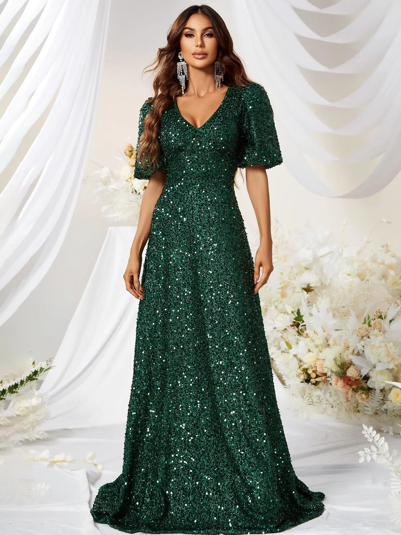 Yeinchy sexy new v neck long sleeve open back tie women bodycon party sequin formal maxi long floor length dress MGJ501
Yeinchy sexy new v neck long sleeve open back tie women bodycon party sequin formal maxi long floor length dress MGJ501