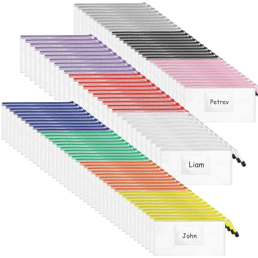 100 Pcs A6 Mesh Zipper Pouch Bags with Label Pocket 9.45x4.53 Inch Waterproof Small Zipper File Bags Bulk Color Pencil Docum
100 Pcs A6 Mesh Zipper Pouch Bags with Label Pocket 9.45x4.53 Inch Waterproof Small Zipper File Bags Bulk Color Pencil Docum