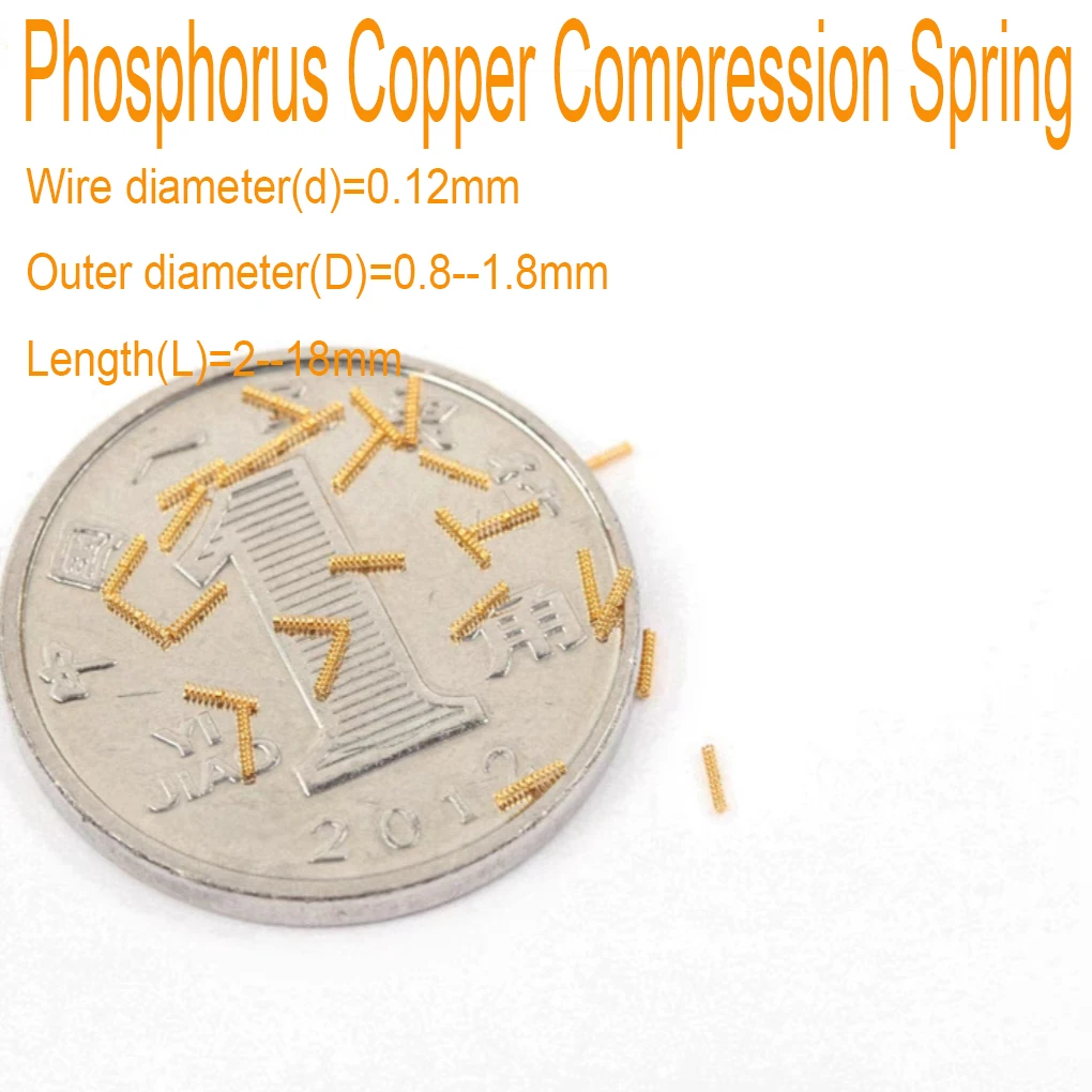 0.12mm Wire Phosphorus Copper Compression Spring Gold Plated Conductive Pressure Springs
0.12mm Wire Phosphorus Copper Compression Spring Gold Plated Conductive Pressure Springs