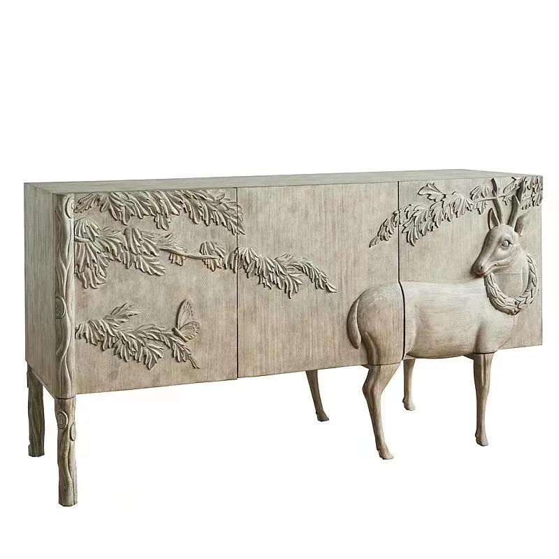 French retro carved art dining side cabinet, entrance cabinet, American country solid wood homestay decorative cabinet, hall cab
French retro carved art dining side cabinet, entrance cabinet, American country solid wood homestay decorative cabinet, hall cab