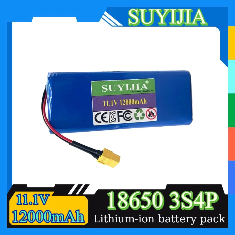 11.1V 12V 12000mAh 18650 3S4P Lithium Ion Battery Pack with BMS for Bait Boat Backup Power Supply CCTV Camera Speaker
11.1V 12V 12000mAh 18650 3S4P Lithium Ion Battery Pack with BMS for Bait Boat Backup Power Supply CCTV Camera Speaker
