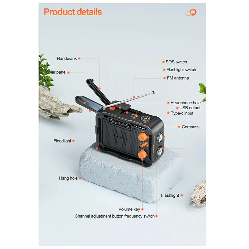 5000Mah Emergency Solar Radio Hand Crank Charging With FM AM WB NOAA Weather Radios LED Reading Flashlight Bank Charger
5000Mah Emergency Solar Radio Hand Crank Charging With FM AM WB NOAA Weather Radios LED Reading Flashlight Bank Charger