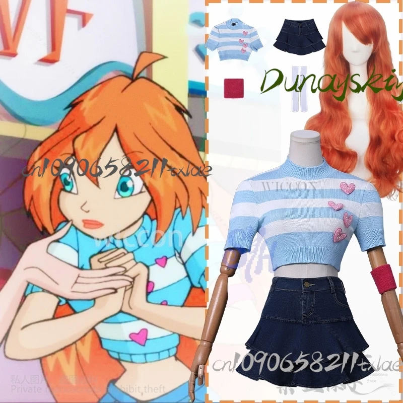 Bloom Косплей Win Clubb Аниме Костюм Jirai Kei для девочек Ретро Полосатое вязаное сердце Прекрасная футболка с короткими рукавами Мини-платье Cos 
Bloom Косплей Win Clubb Аниме Костюм Jirai Kei для девочек Ретро Полосатое вязаное сердце Прекрасная футболка с короткими рукавами Мини-платье Cos