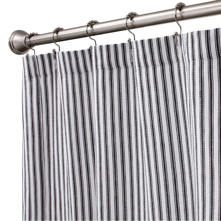 Black and White Ticking Stripe Woven Cotton Shower Curtain 72 Inches W x 72 Inches L
Black and White Ticking Stripe Woven Cotton Shower Curtain 72 Inches W x 72 Inches L