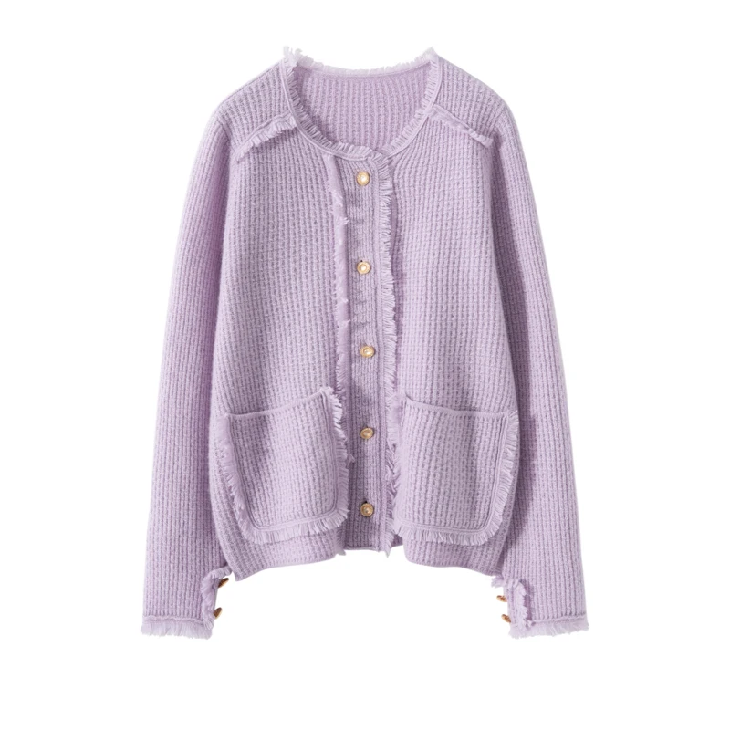 Chic Autumn Winter Women 100% Cashmere Cardigan Tassel small fragrance style O-Neck Casual Sweater Cashmere Knitwear For Female
Chic Autumn Winter Women 100% Cashmere Cardigan Tassel small fragrance style O-Neck Casual Sweater Cashmere Knitwear For Female
