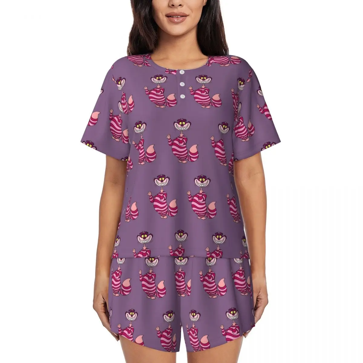 Custom Alice In Wonderland Cheshire Cat Pajama Sets Women's 2 Piece Short Sleeve Pjs Shorts Sleepwear
Custom Alice In Wonderland Cheshire Cat Pajama Sets Women's 2 Piece Short Sleeve Pjs Shorts Sleepwear