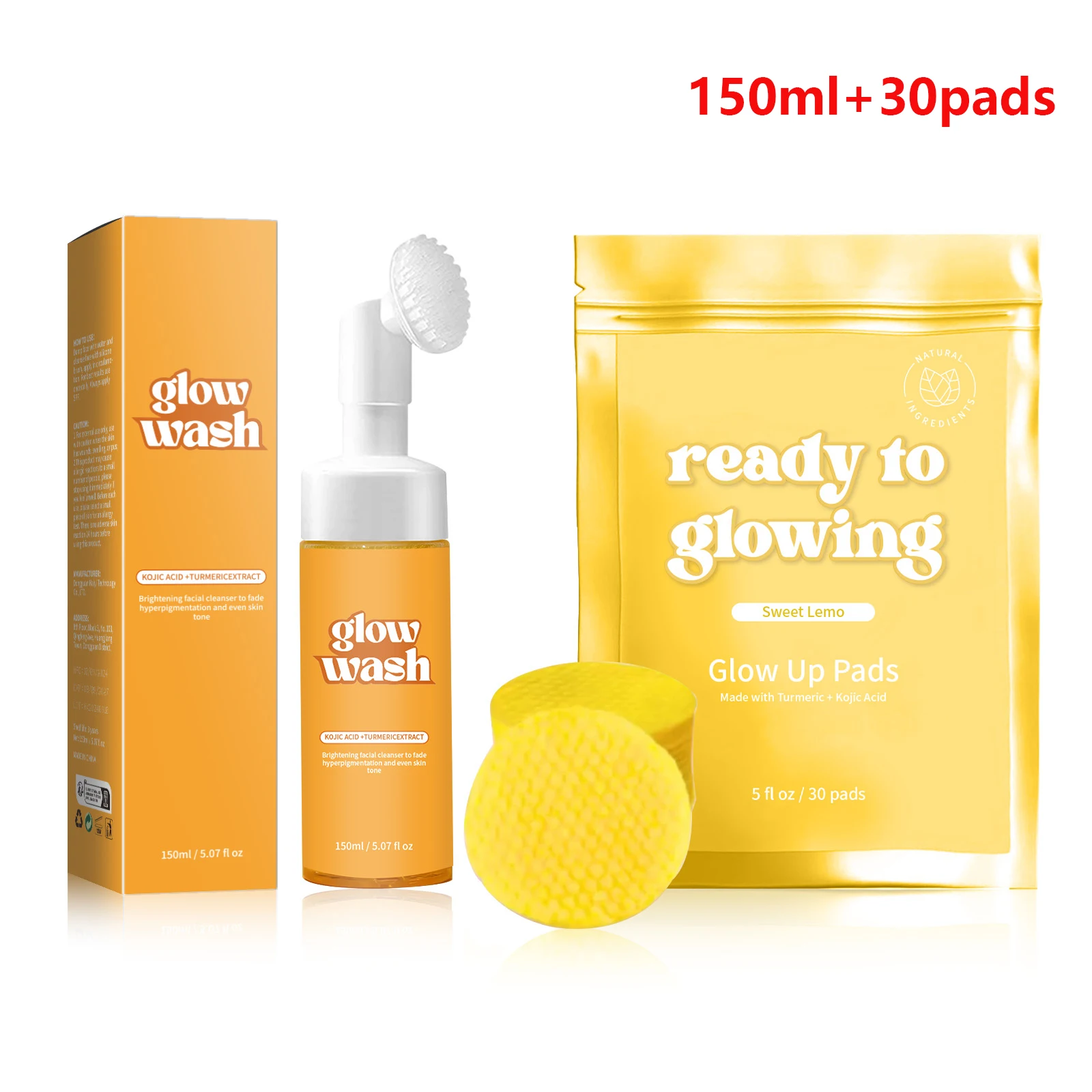 150ML Turmeric Face Cleanser+30pads Turmeric Kojic Acid Facial Exfoliating Cleansing Pads Reduce Dark Spots Skin Brightening
150ML Turmeric Face Cleanser+30pads Turmeric Kojic Acid Facial Exfoliating Cleansing Pads Reduce Dark Spots Skin Brightening