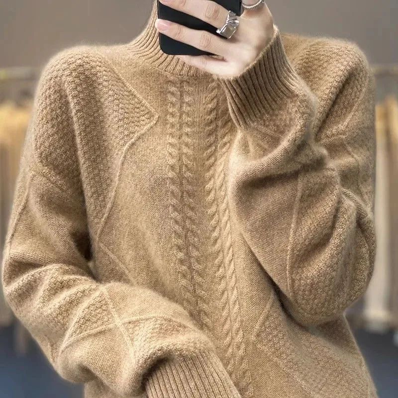 New Women's Pullover Sweater Coat Half turtleneck Autumn Winter Warm Knit Base Sweaters Female Korean Knitted Sweaters Beige
New Women's Pullover Sweater Coat Half turtleneck Autumn Winter Warm Knit Base Sweaters Female Korean Knitted Sweaters Beige