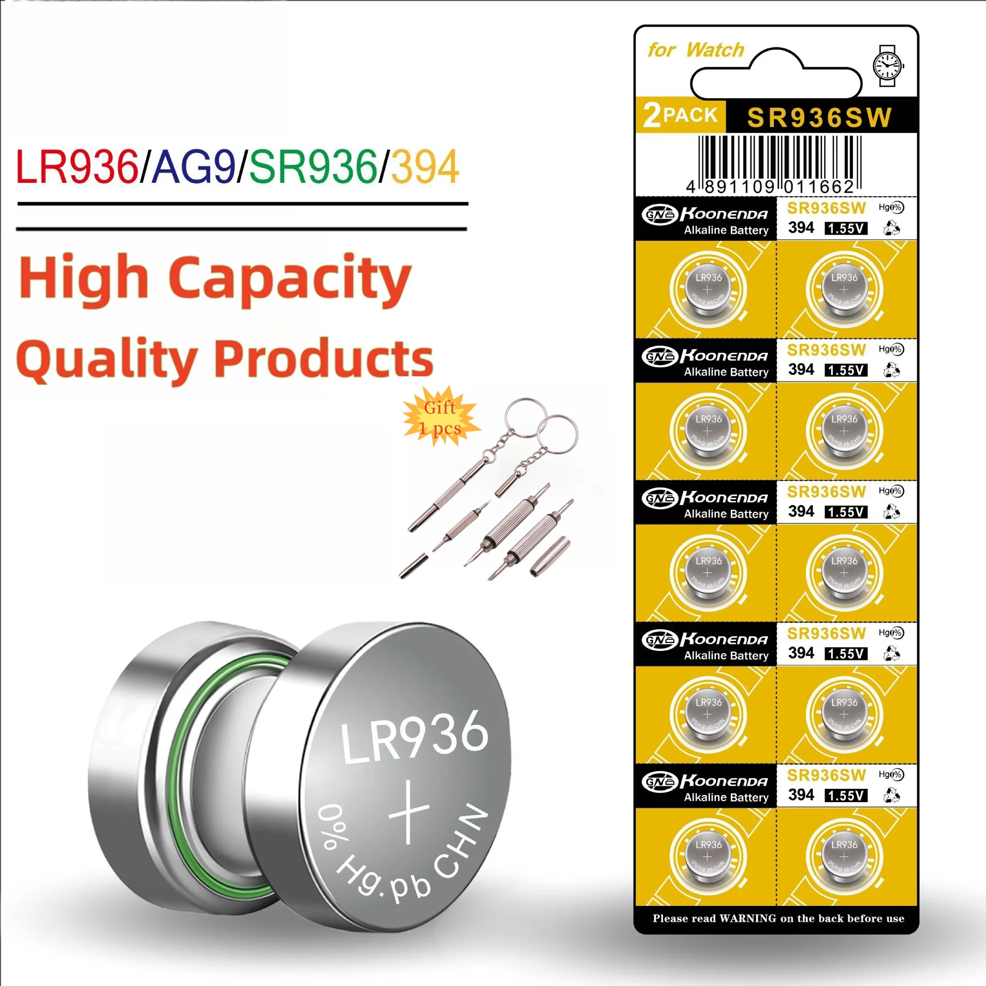 AG9 SR936SW/394 Batteries 1.55v Alkaline Button Cell Battery Ideal for Hearing aids, Watches, calculators, Thermometer, Toys ect
AG9 SR936SW/394 Batteries 1.55v Alkaline Button Cell Battery Ideal for Hearing aids, Watches, calculators, Thermometer, Toys ect