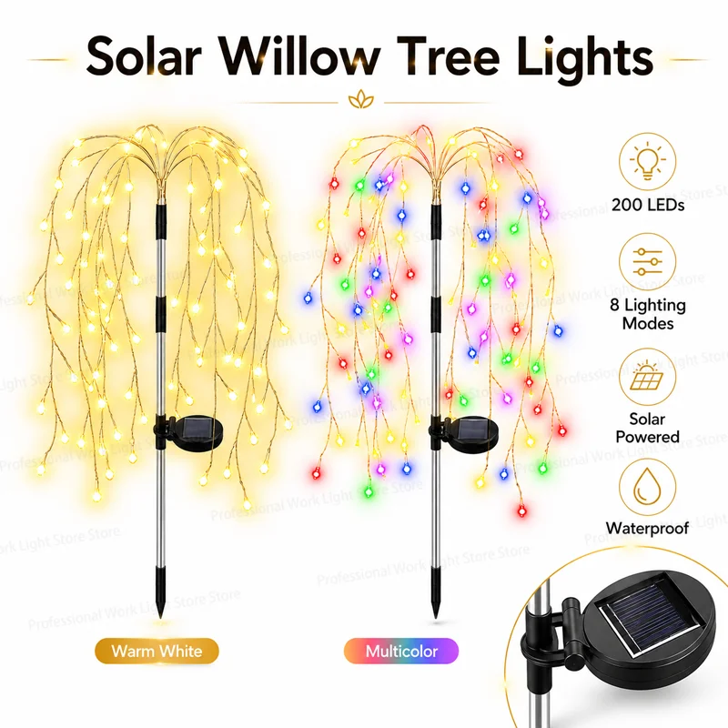 Solar Lights Outdoor Waterproof, Solar Willow Tree Lights 200 LEDs, 23.6Inch Waterproof Copper Wire Lights for Home Yard Holiday
Solar Lights Outdoor Waterproof, Solar Willow Tree Lights 200 LEDs, 23.6Inch Waterproof Copper Wire Lights for Home Yard Holiday