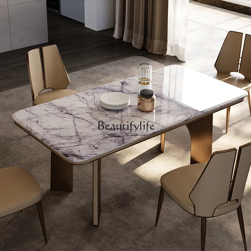 Italian light luxury natural marble dining table high-end large and small apartment rectangular dining table
Italian light luxury natural marble dining table high-end large and small apartment rectangular dining table