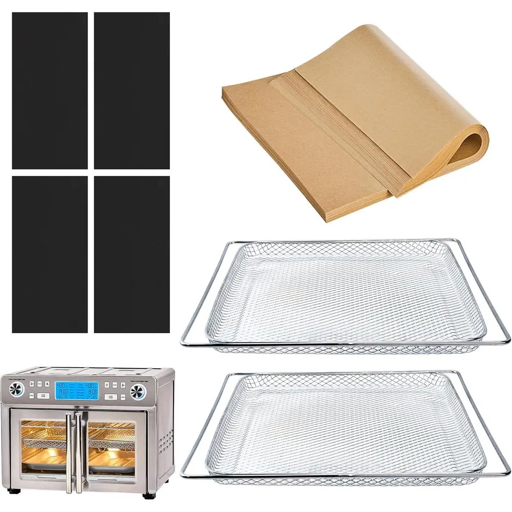 Dual Zone 25QT, Air Fryer Basket or Oven with 100 Pcs Disposable Parchment Paper Sheets, 4 Pcs Reusable Mat
Dual Zone 25QT, Air Fryer Basket or Oven with 100 Pcs Disposable Parchment Paper Sheets, 4 Pcs Reusable Mat