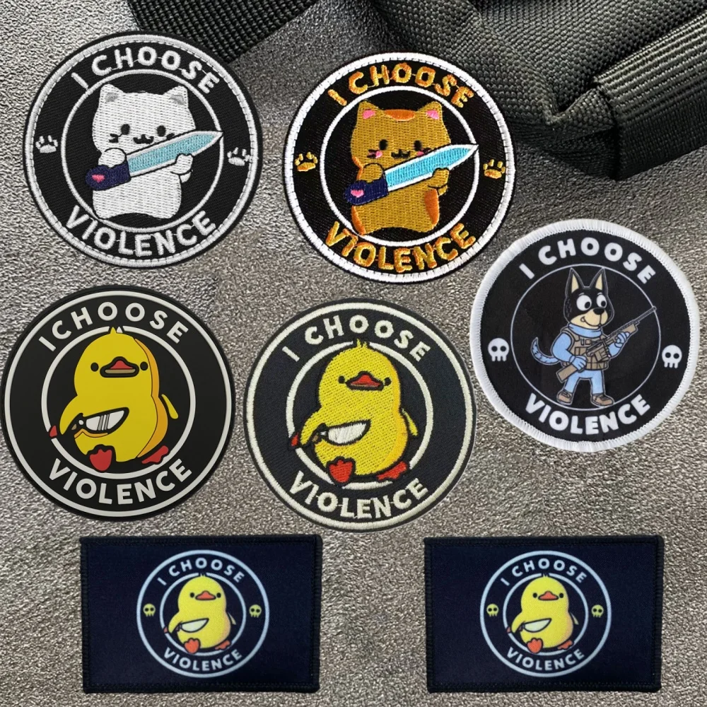Angry Little Yellow Duck Tactical Embroidery Patches I Choose Violence Hook and Loop Cute Cat Dog Morale Badge Backpack Sticker
Angry Little Yellow Duck Tactical Embroidery Patches I Choose Violence Hook and Loop Cute Cat Dog Morale Badge Backpack Sticker