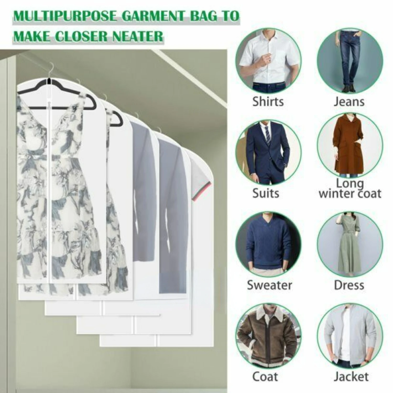 Stay organized and keep your wardrobe looking pristine with this stylish, high-quality, premium extra large protective garment b
Stay organized and keep your wardrobe looking pristine with this stylish, high-quality, premium extra large protective garment b