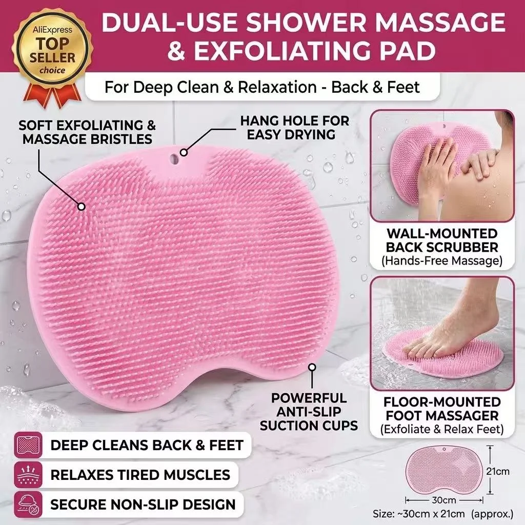 Silicone Foot Scrubber Mat For Shower Wall Mounted Back Brush Exfoliating Feet Wash Massage Pad Non Slip Suction Cups 1Pc
Silicone Foot Scrubber Mat For Shower Wall Mounted Back Brush Exfoliating Feet Wash Massage Pad Non Slip Suction Cups 1Pc