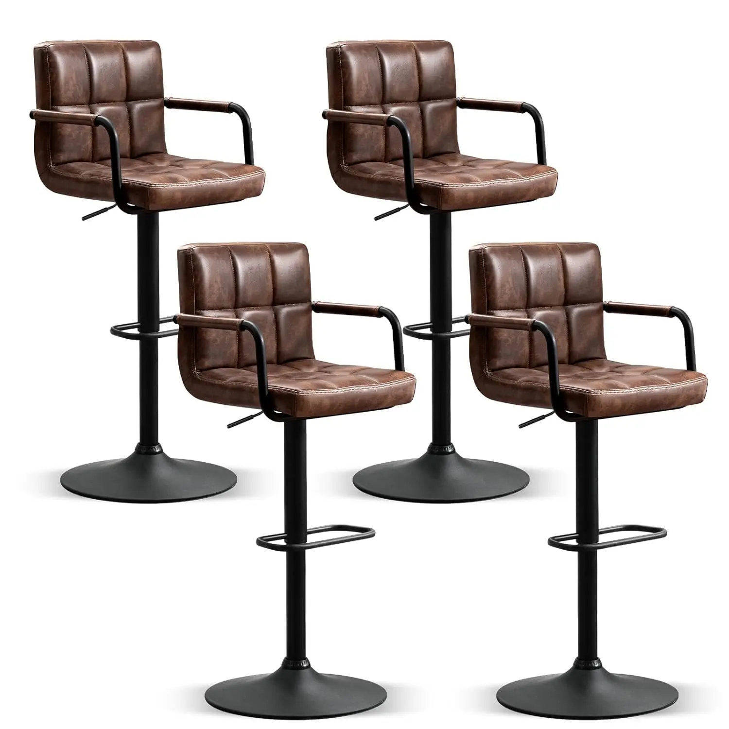 Swivel Bar Stools Set of 4, Adjustable Kitchen Counter Height BarStools with Arms, PU Leather Upholstered Bar Chair, Customized
Swivel Bar Stools Set of 4, Adjustable Kitchen Counter Height BarStools with Arms, PU Leather Upholstered Bar Chair, Customized