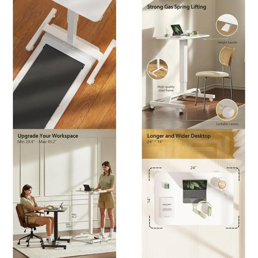 Adjustable Height Swivel Desk with 360° Casters, 29-45 Pneumatic, Ideal for Home, Office, Bedroom, Living Room, White
Adjustable Height Swivel Desk with 360° Casters, 29-45 Pneumatic, Ideal for Home, Office, Bedroom, Living Room, White